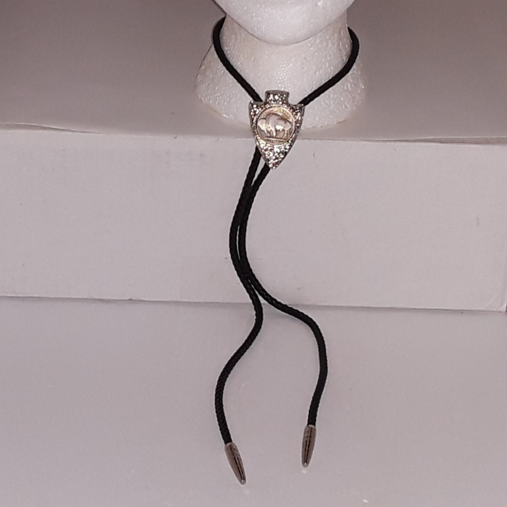 Bolo Tie, Hammered Arrowhead, Nickel insert, Braided Leather Bolo Tie - …